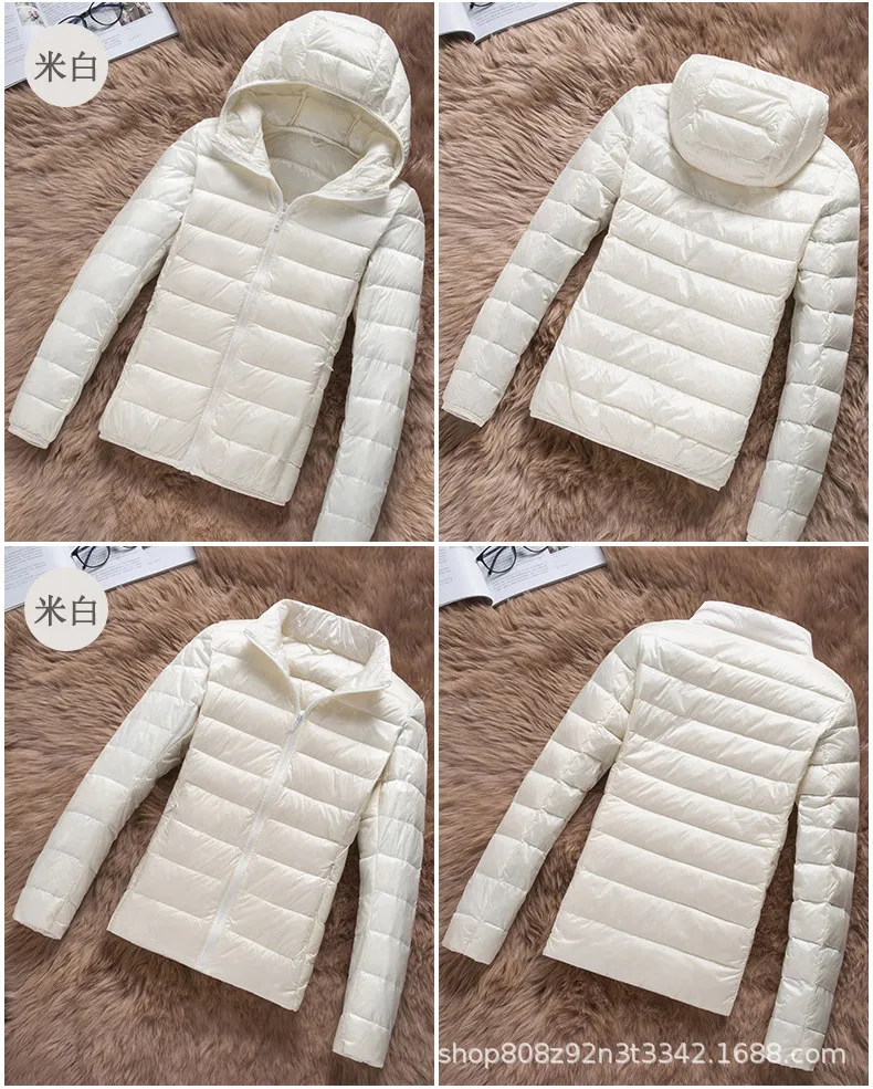 white with hat ZOGAA Женская на весенний сезон куртка "Аляска" теплый ультралегкий пуховик на утином пуху куртка женская с подкладкой, одноттоный пальто женские куртки-парки - Цвет: white with hat