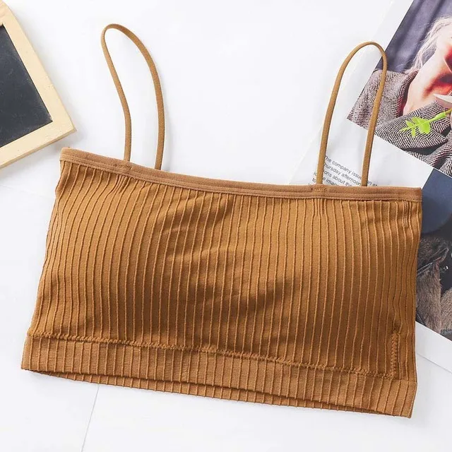 Summer Women Sling Tube Top Sexy Bra Top Breathable Chest Pad Wearing Underwear Seamless Ice Silk Breast Wrap Lingerie Female khaki
