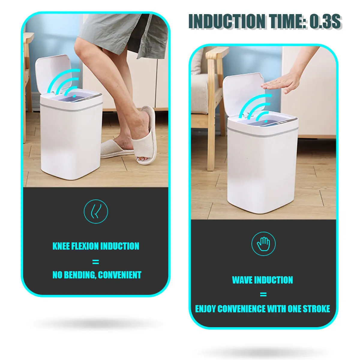 Generic 11/13L LED Trash Can Intelligent Automatic Touchless Smart