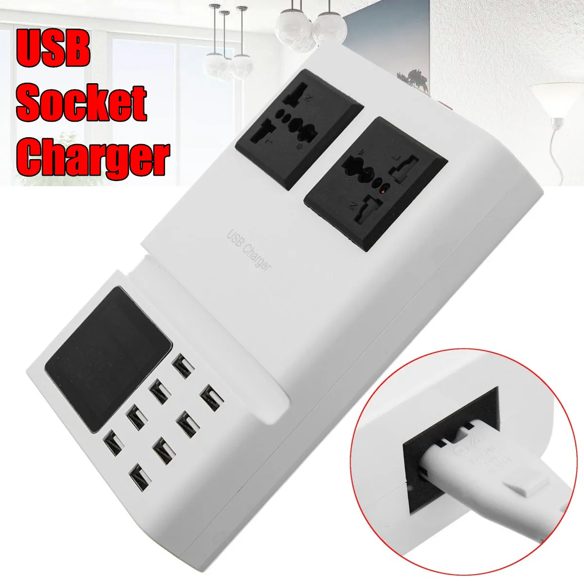 8.2A 8 портов USB зарядное устройство розетка быстрая дорожная настенная зарядная станция ЖК-дисплей