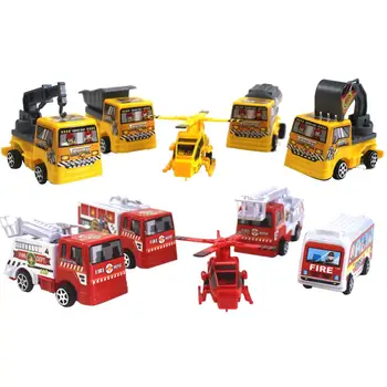 

Children Pull Back Car Toy High-quality Alloy Engineering Vehicle Model Realistic Fire Truck Toy Set For Practicing Motor Skills