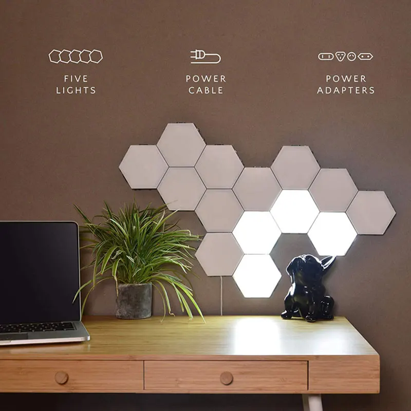 

DIY Quantum Lamp LED Hexagonal Lamp Touch Sensitive Modular Night Light Magnetic Hexagons Creative Wall Decoration New Year Gift