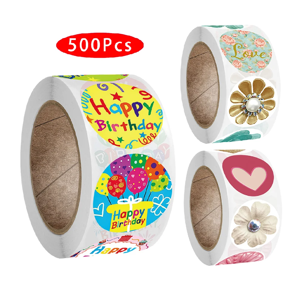 

500Pcs Aesthetic Thank You Sticker Valentine Happy Birthday Holiday Mail Wedding Celebrating with US Tag Decor Gift Seal Label