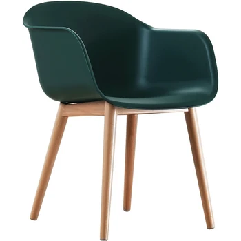 

Nordic dining chair home solid wood modern minimalist armrest desk net red ins plastic talk back chair