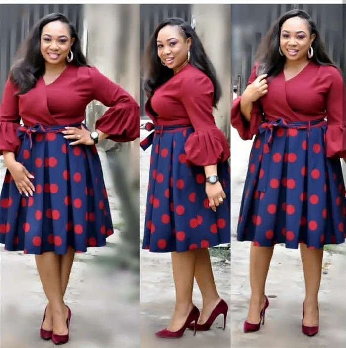 Простой принт точка классический европейский, американский и Африканский женская одежда размера плюс L-3XL
