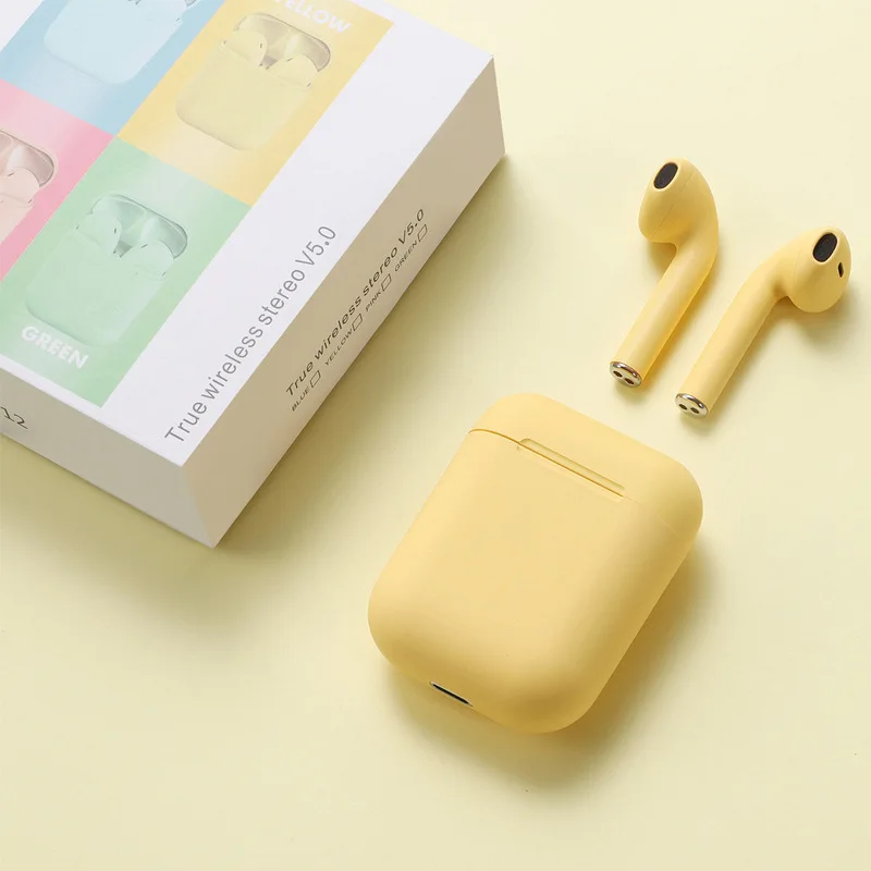 I12 tws, беспроводные Bluetooth наушники, наушники, автоматическое подключение, портативные наушники, Спортивная гарнитура, музыка для Iphone, samsung, huawei - Цвет: Yellow With Box