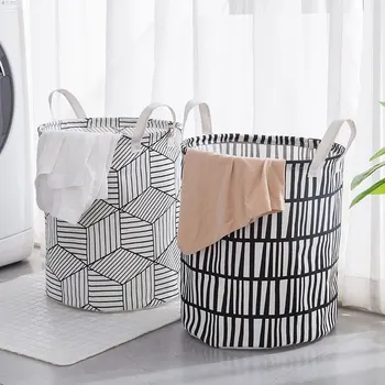 

1pc Cloth Art Folding Geometry Dirty Clothes Toys Storage Bucket Household Storage Basket Dirty Clothes Laundry Basket 40*50cm