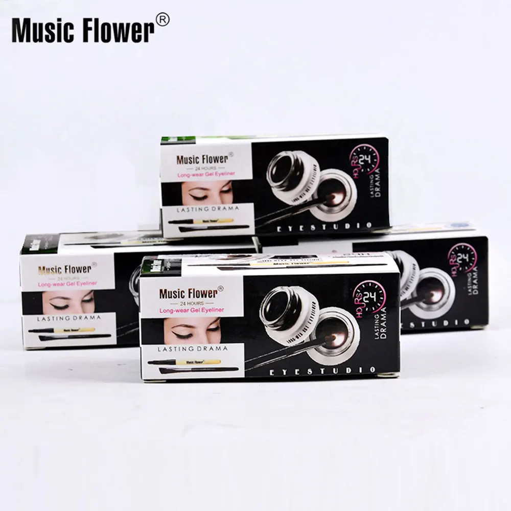Music Flower двухцветный высекательный пресс машины для подводка для глаз чёрный; коричневый Водонепроницаемый 2 бутылки водостойкий макияж плотная гладкая карандаш-подводка для глаз для макияжа лица