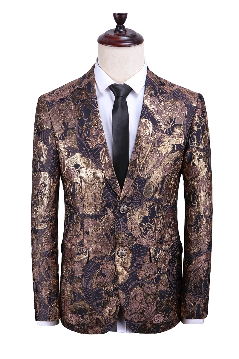 2 Pieces Set Floral Suits Casual Men Blazers Pants Long Sleeve Clothes Printed Dinner Party Suit New Fashion