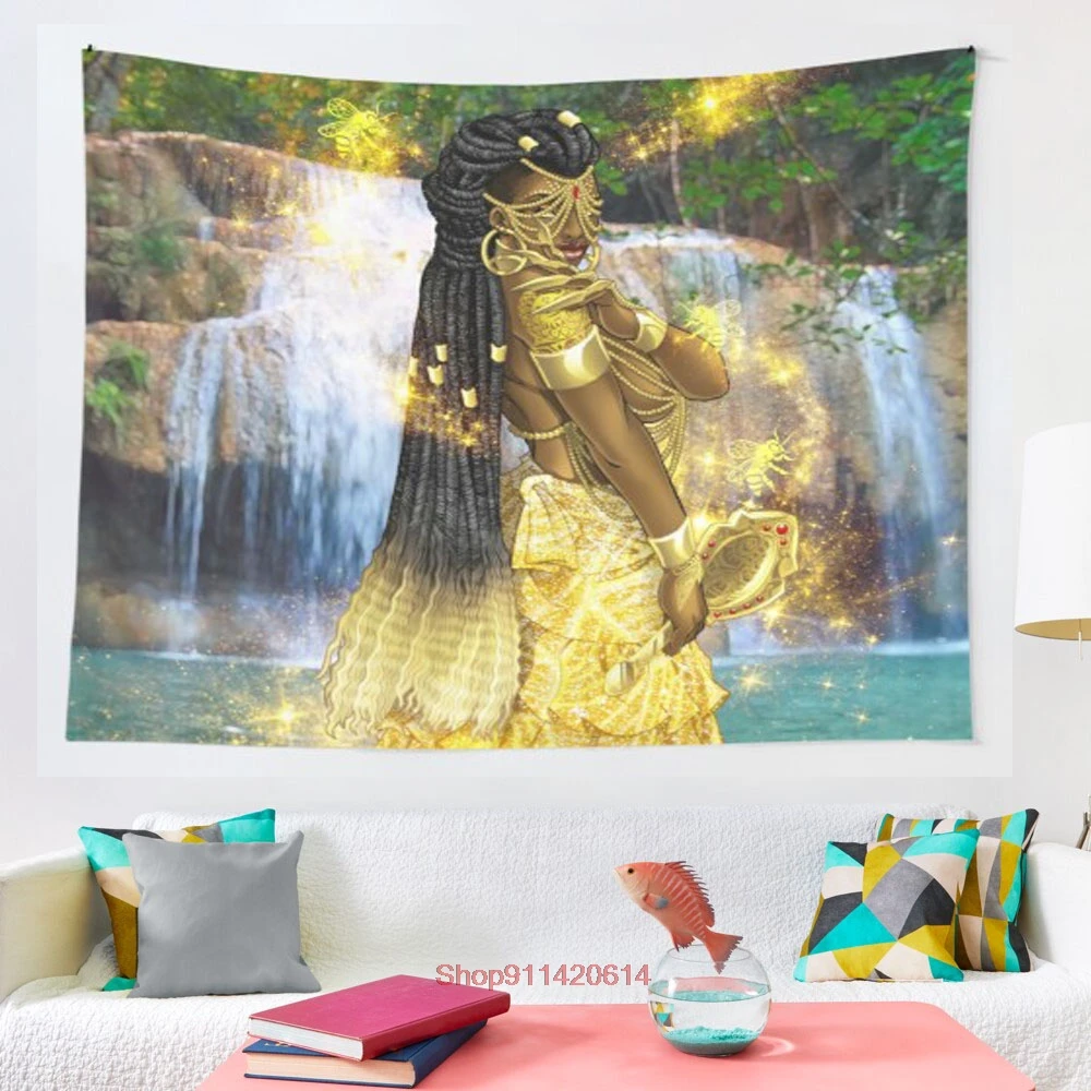 Oshun-Tapiz de Mandala colgante de pared, Tapiz psicodélico bohemio, gitano, brujería