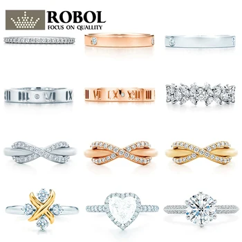 

JZ 02 TFB RLLEN High Quality 1:1 Original 925 Sterling Silver Simple Elegant Classic Ring, with LOGO DIY Jewelry Wholesale.