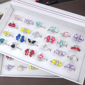 

36 Pcs/lot fashion women cute butterfly design alloy ring lot luxury women jewelry ring wholesale 200729-32