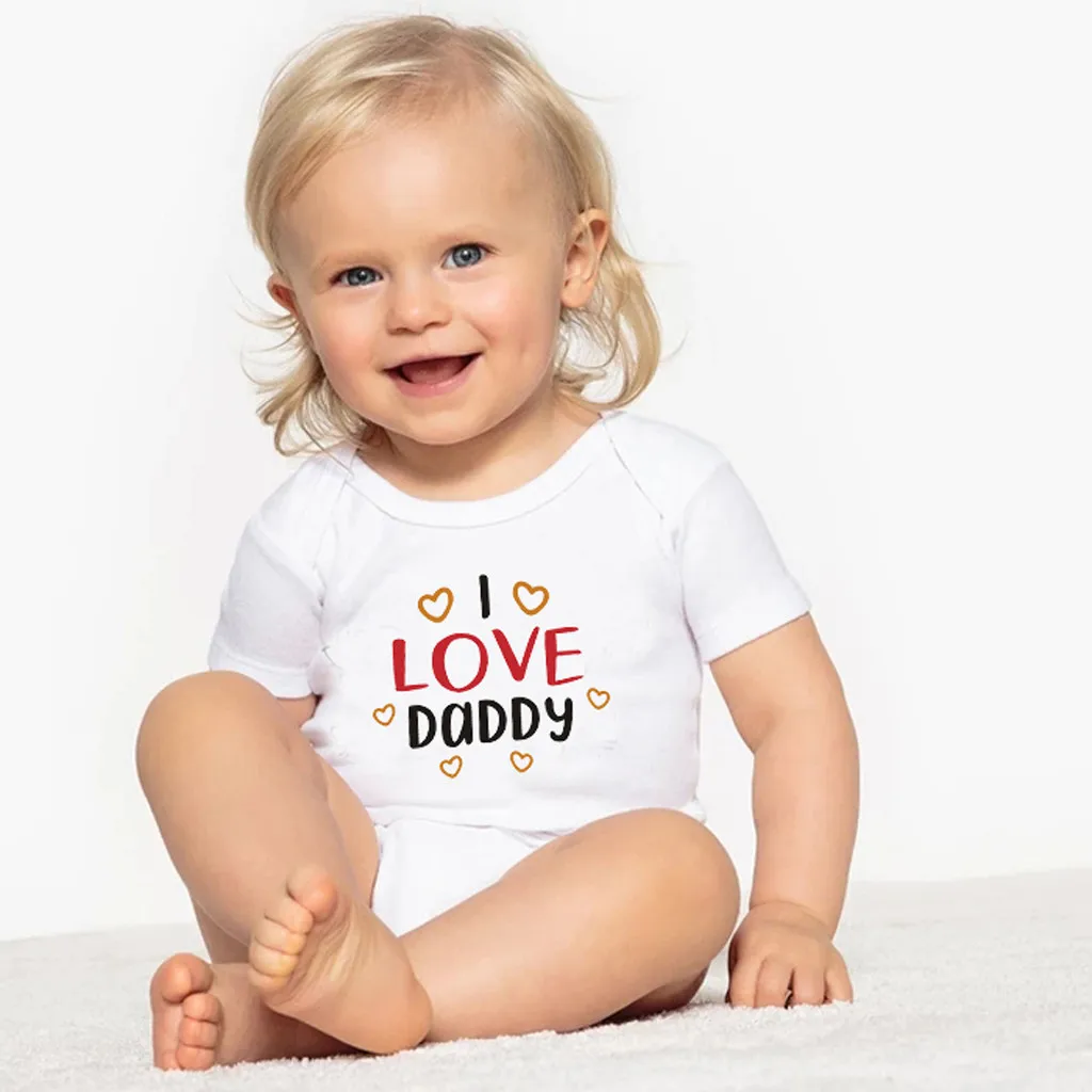 

Newborn Infant Baby Girls Boys Father's Day Soild Letter Romper Outfits Set 2019 NEW Drop Shipping