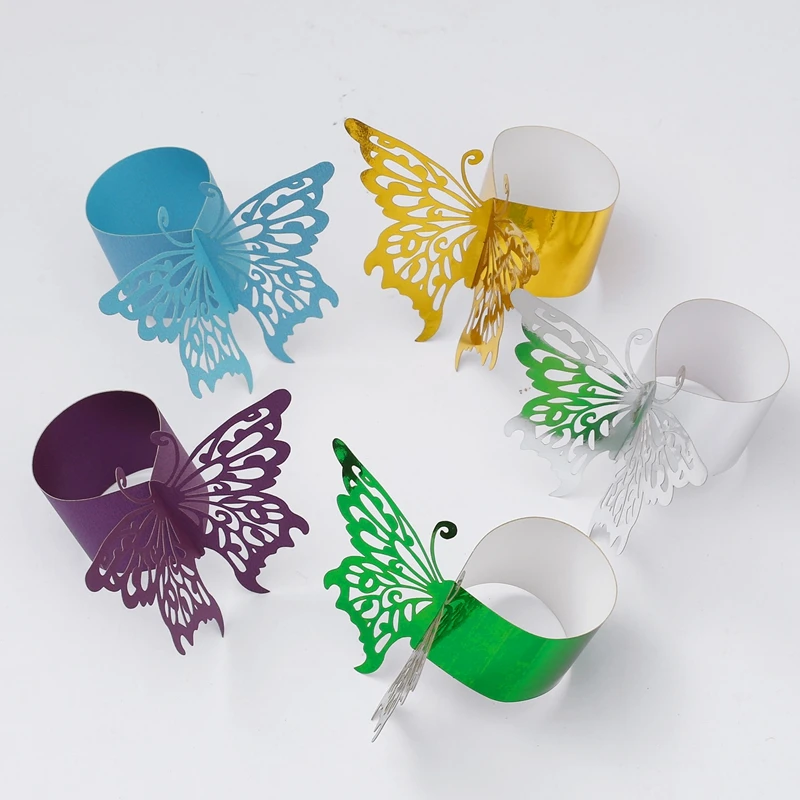 50 Pcs Disposable Decorative 3d Butterfly Napkin Rings Christmas