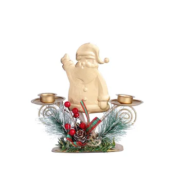 

Christmas Iron Candlestick Ornament Xmas Background Candle Holder Desktop Decor Event Party Accessories