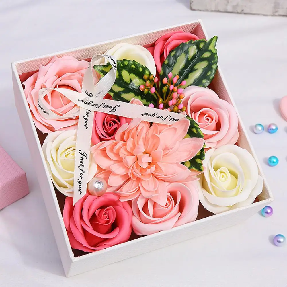 Simulation Carnation Small Square Box Soap Flower Bouquet Christmas Mother's Day Valentine's Day Customer Feedback Party Gift