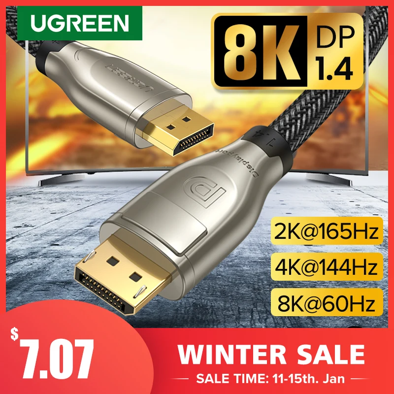 Ugreen display port 1 4 кабель 8 K HDR 165Hz 60Hz Дисплей порт адаптер для видео ПК ноутбука тв DP 2