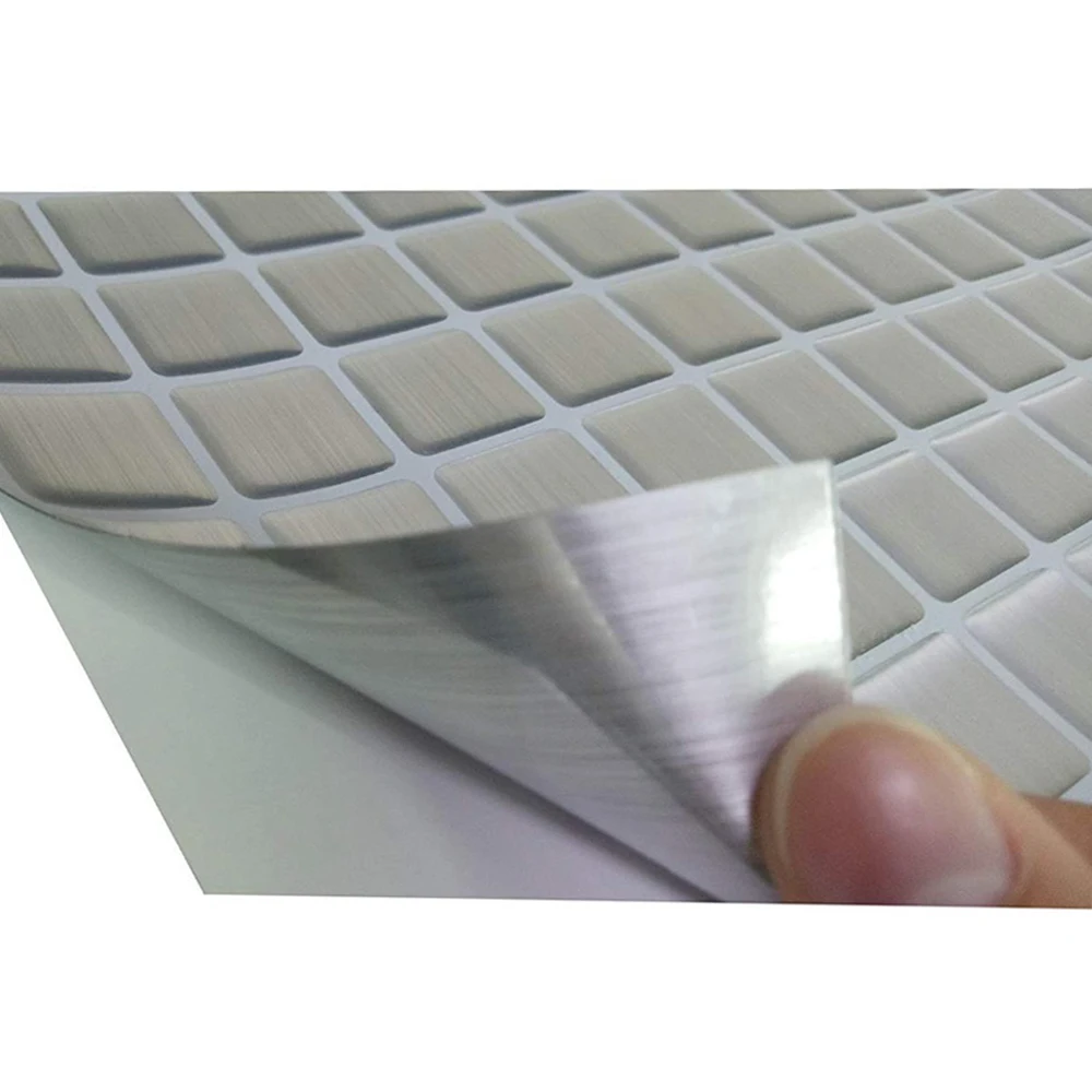 3D водостойкая настенная плитка самоклеющиеся наклейки виниловые Серебристые квадратные этикетки прозрачные обои для кухни ванной комнаты маслостойкие