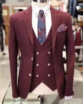 

Men's New Arrival One Button Groom Tuxedos Peak Lapel Groomsmen Men Blazers 3 Pieces Suits (Jacket+Pants+Vest+Tie)