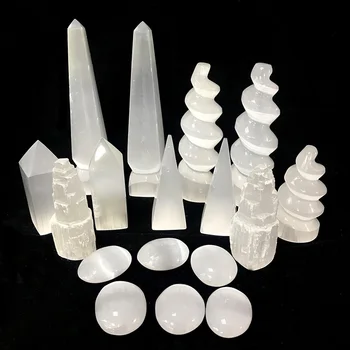 

Wholesale Natural Quartz Selenite Gypsum Carved Healing Crystal Chakra Mineral Gemstone Wicca Decor Gift XSY