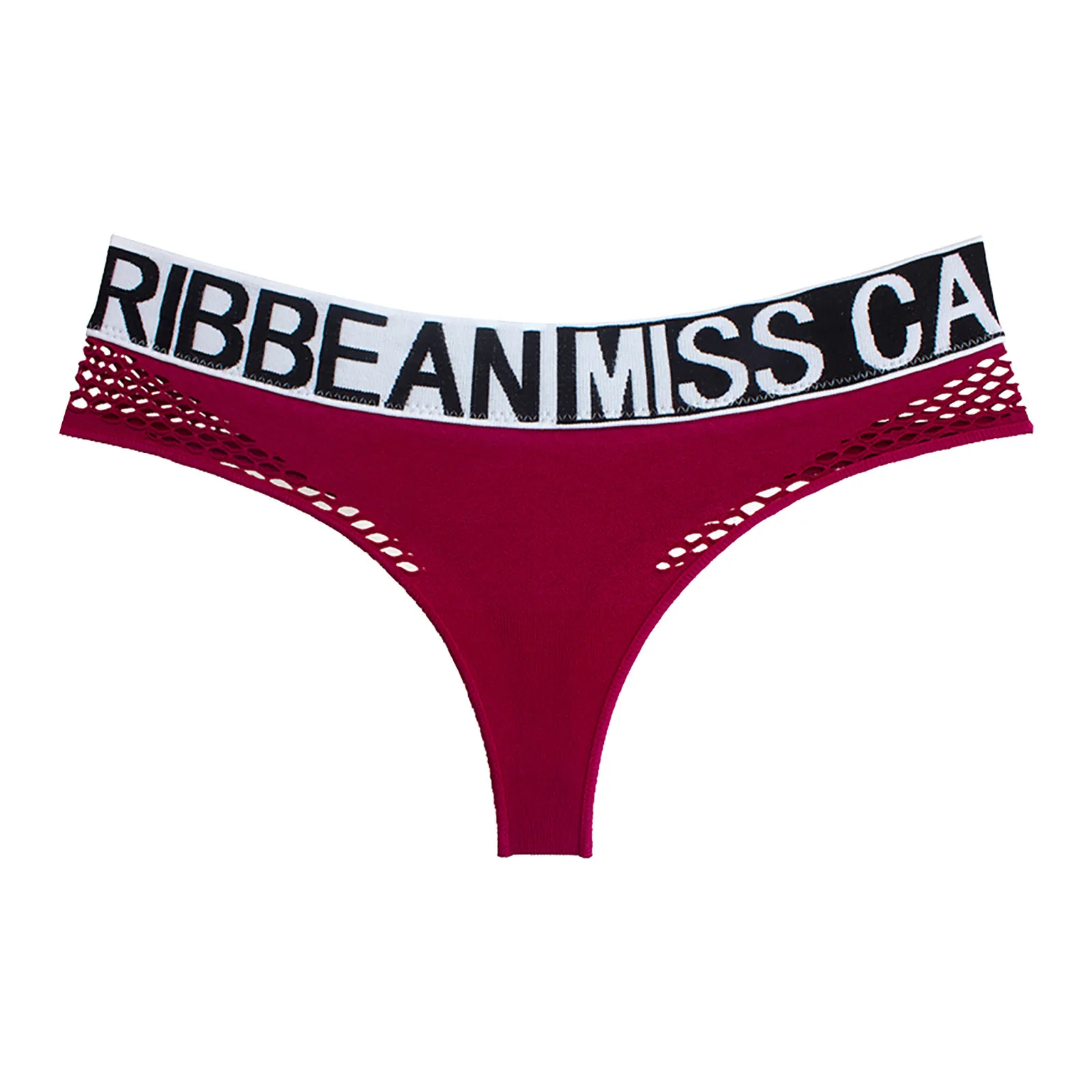 Women Thong Panties Hollow Out Mesh Sexy Low-rise Sports Underwear Letter Patchwork