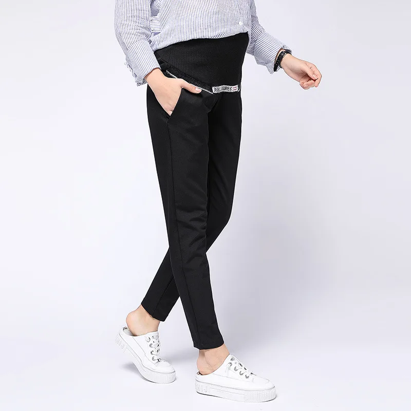 Adjustable Womens Maternity High Waisted Comfortable Lounge Pregnancy Pants Folded Waist Stretchy Pregnant Clothes Pants