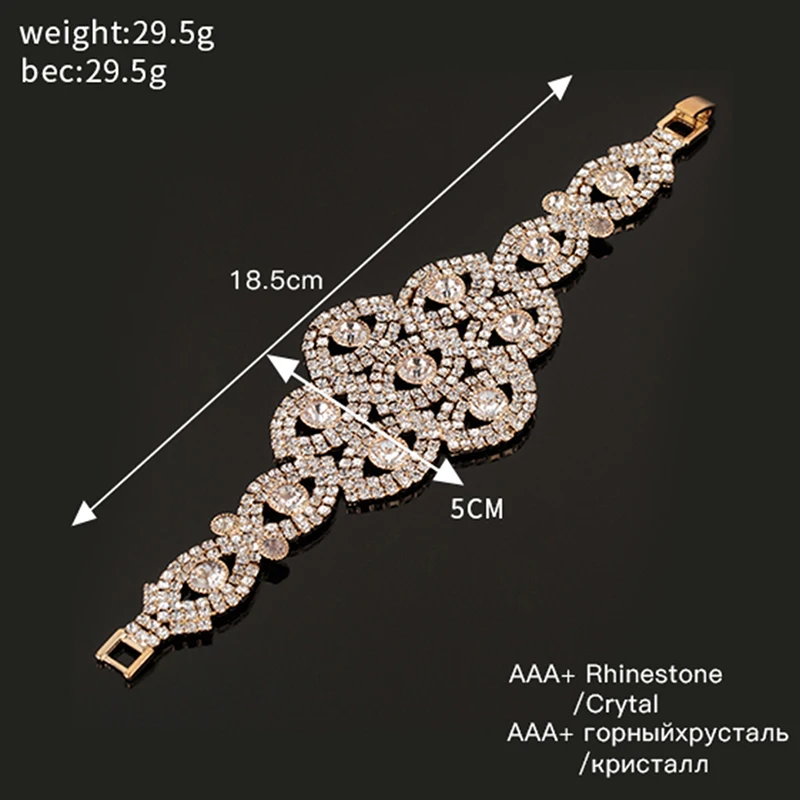 YFJEWE браслеты для женщин, подарок, свадебные ювелирные изделия, вечерние, для подарка,, массивные большие хрустальные браслеты со стразами, B161