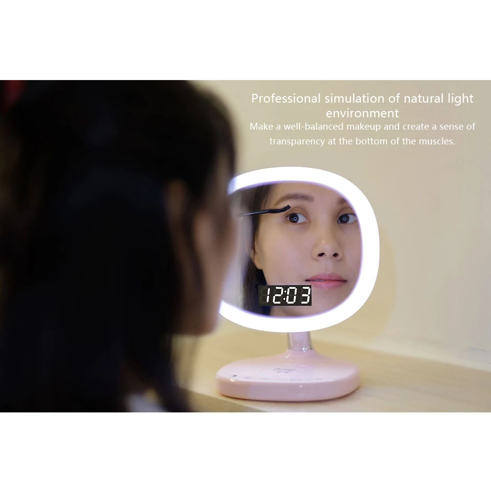 

Touch Dimmer Makeup Mirror with Wireless Charger Cosmetic Mirror Switch Battery Operated Stand for Tabletop Bathroom Travel