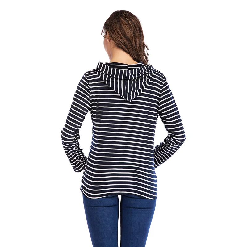 Breastfeeding Hoodies Tops Cotton Stripe Maternity Clothes Hoodie Breastfeeding Hoodies Jacket with Hat Sweatershirt Femme