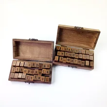 

1set Vintage Stationery Stamp Alphabet Letter Stamp Set Uppercase Lowercase Letter Retro Wooden Box