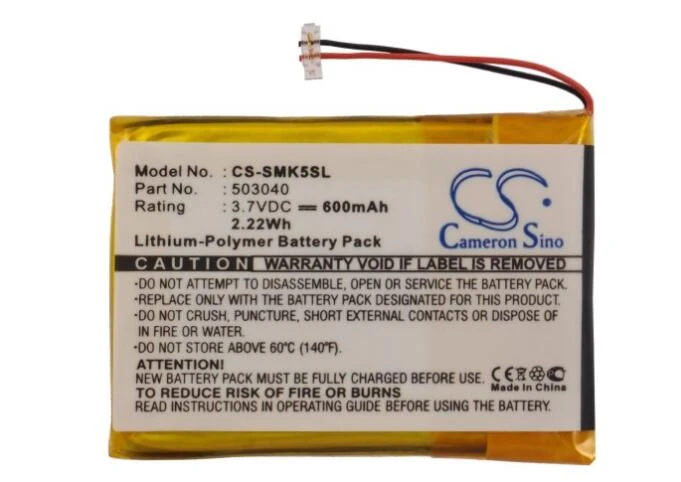 Rechargeable Battery 600mAh for Samsung 503040 YP-K5J YP-K5