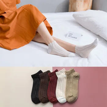 

Spring Summer New Linen Flower Color Stripes No-Show Socks Low-Top Leisure Sock Slippers Women Japanese Sweat Cute Boat Socks