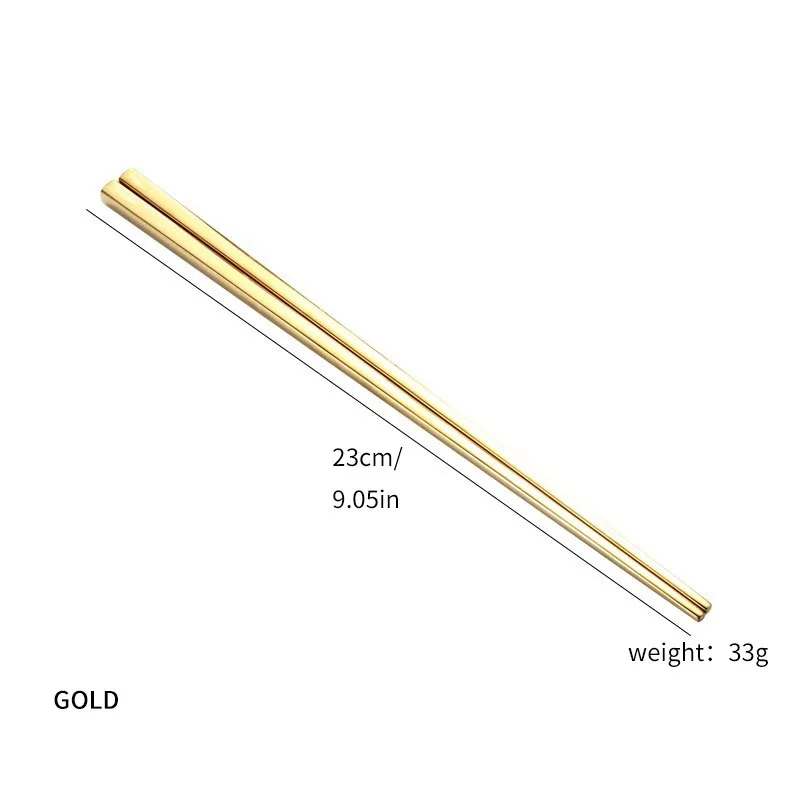 Gold 1 пара из нержавеющей стали, металлическая палочка для еды, посуда для еды, лапша, суши, риса, столовые палочки для еды, столовая посуда - Цвет: Gold