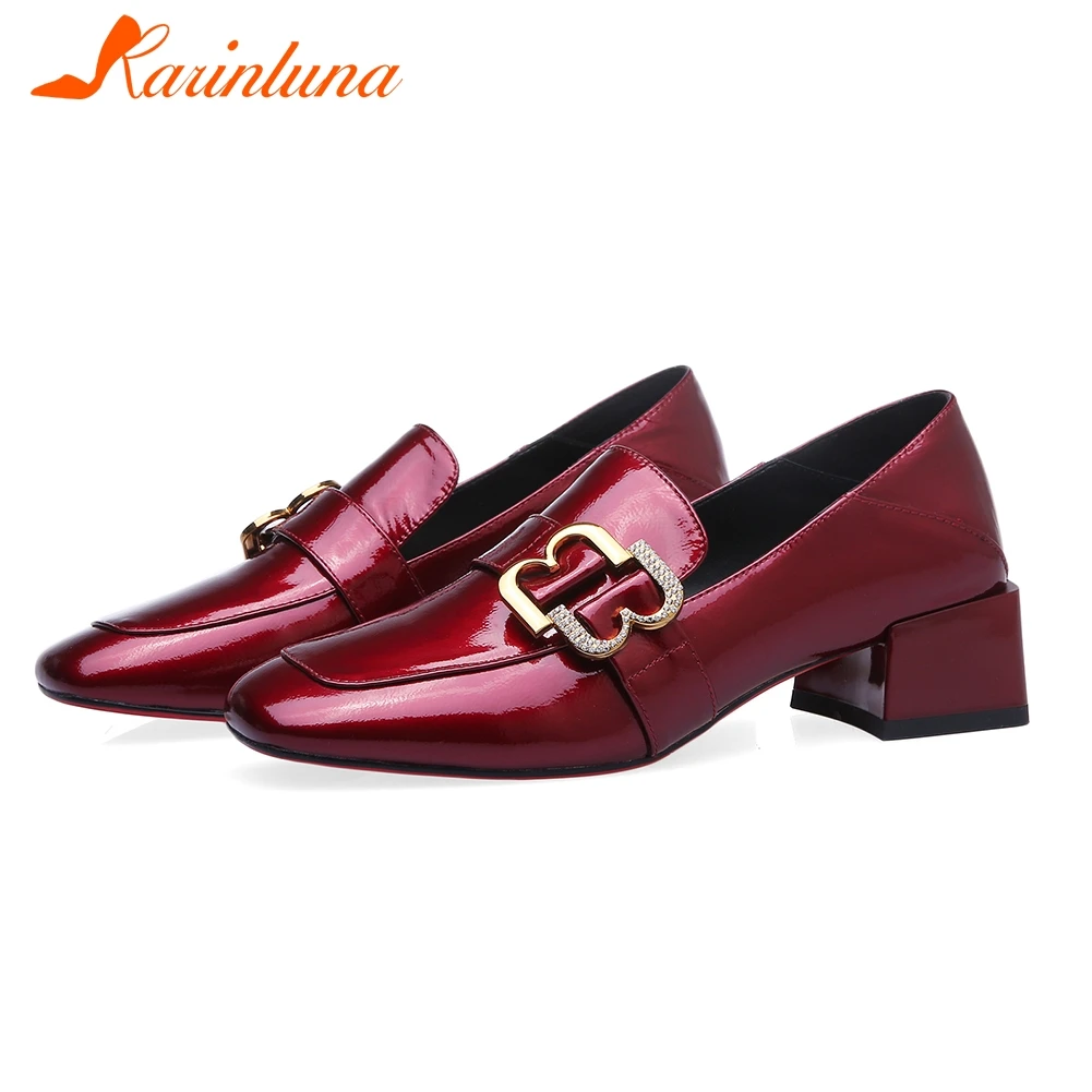 

KARINLUNA Fashion Female 2020 Fashion Spring Casaul Office Pumps Metal Buckle Cool Pumps Women Genuine Leather Shoes Woman
