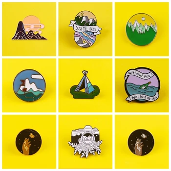 

Outdoor Brooches Nature Badges on Backpack Adventure Badges for Clothes Enamel Pins for Backpacks Clothes Lapel Pin Badge Gifts