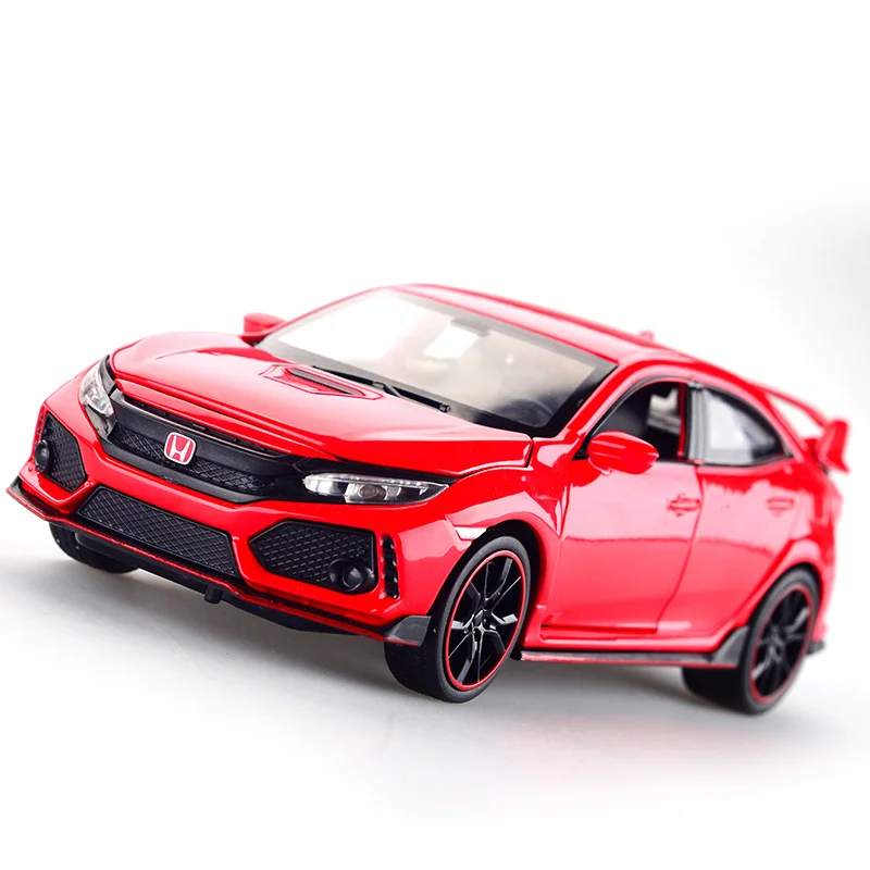 Литая под давлением модель автомобиля Honda Civic Тип R 1/32 металлический сплав моделирование откатные автомобили огни Игрушки транспортные средства для детей Подарки для детей
