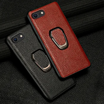 

Genuine Leather Case for iPhone SE 2020 7 8 11 Pro Max X XS Max XR 8 Plus 6 6s 7 Plus 5 5S Magnetic Kickstand Litchi Grain Cover