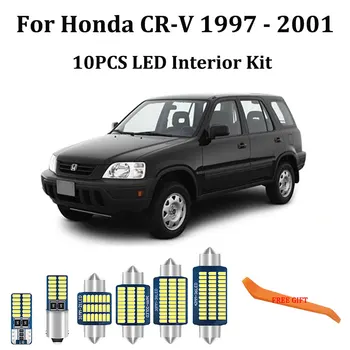 

10Pcs White Canbus led Car interior lights Package Kit for Honda CR-V CRV 1997 - 2001 led interior Reading Dome Trunk lights