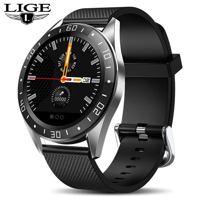 LIGE Новые смарт-часы IP68 монитор сердечного ритма фитнес-часы кровяное давление будильник шагомер спортивные Смарт-часы для мужчин и женщин+ коробка - Цвет: Black