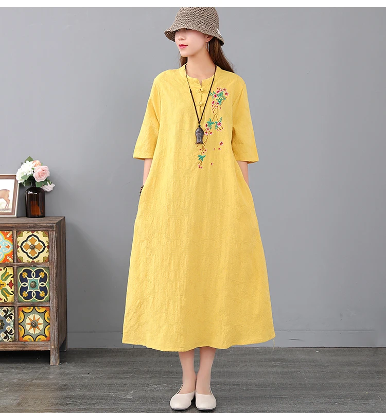 Китайское платье cheongsam qipao, современное хлопковое льняное платье cheongsam, платье cheongsam с коротким рукавом и вышивкой, женское нижнее белье