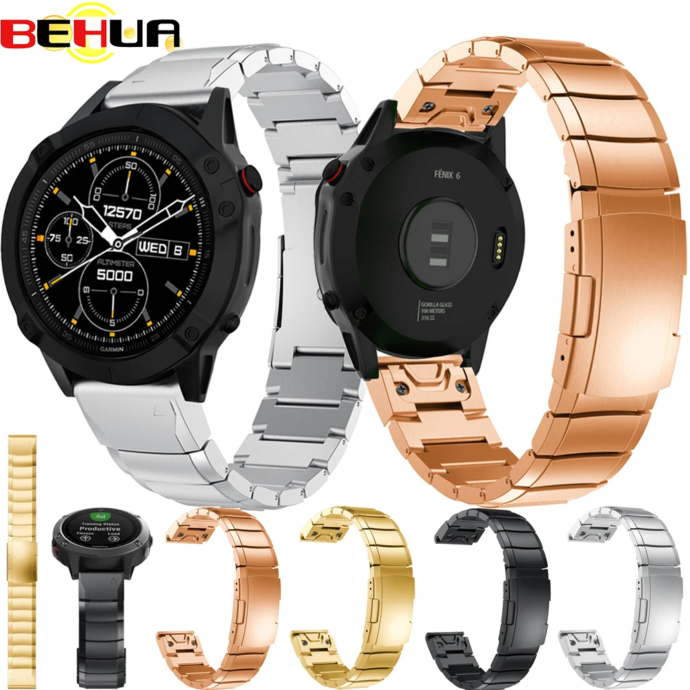 22 мм Quick Fit Fenix 6/6 plus металлический ремешок для часов из нержавеющей стали Garmin 5/5
