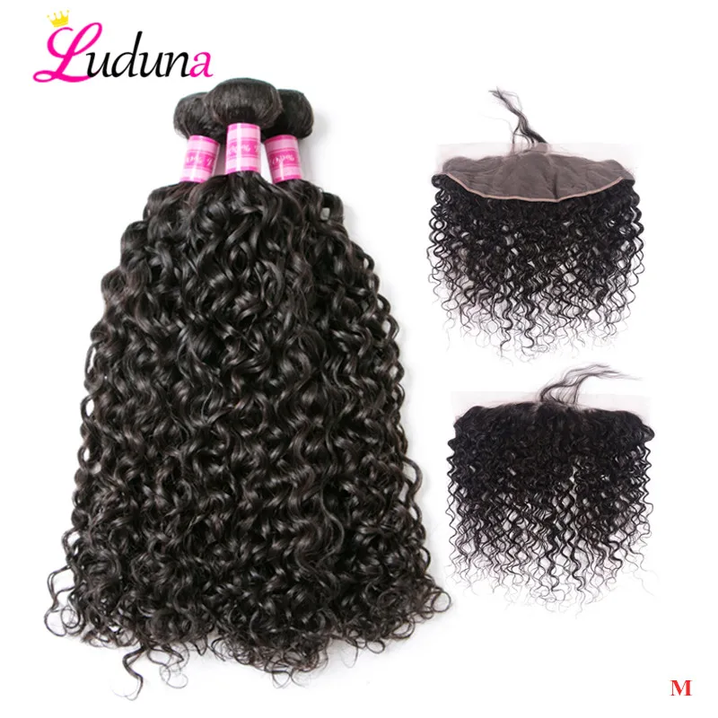 

Luduna Human Hair Bundle With Closure Water Wave Bundles With Closure 3 Bundles With Frontal Closure Remy Hair Extension