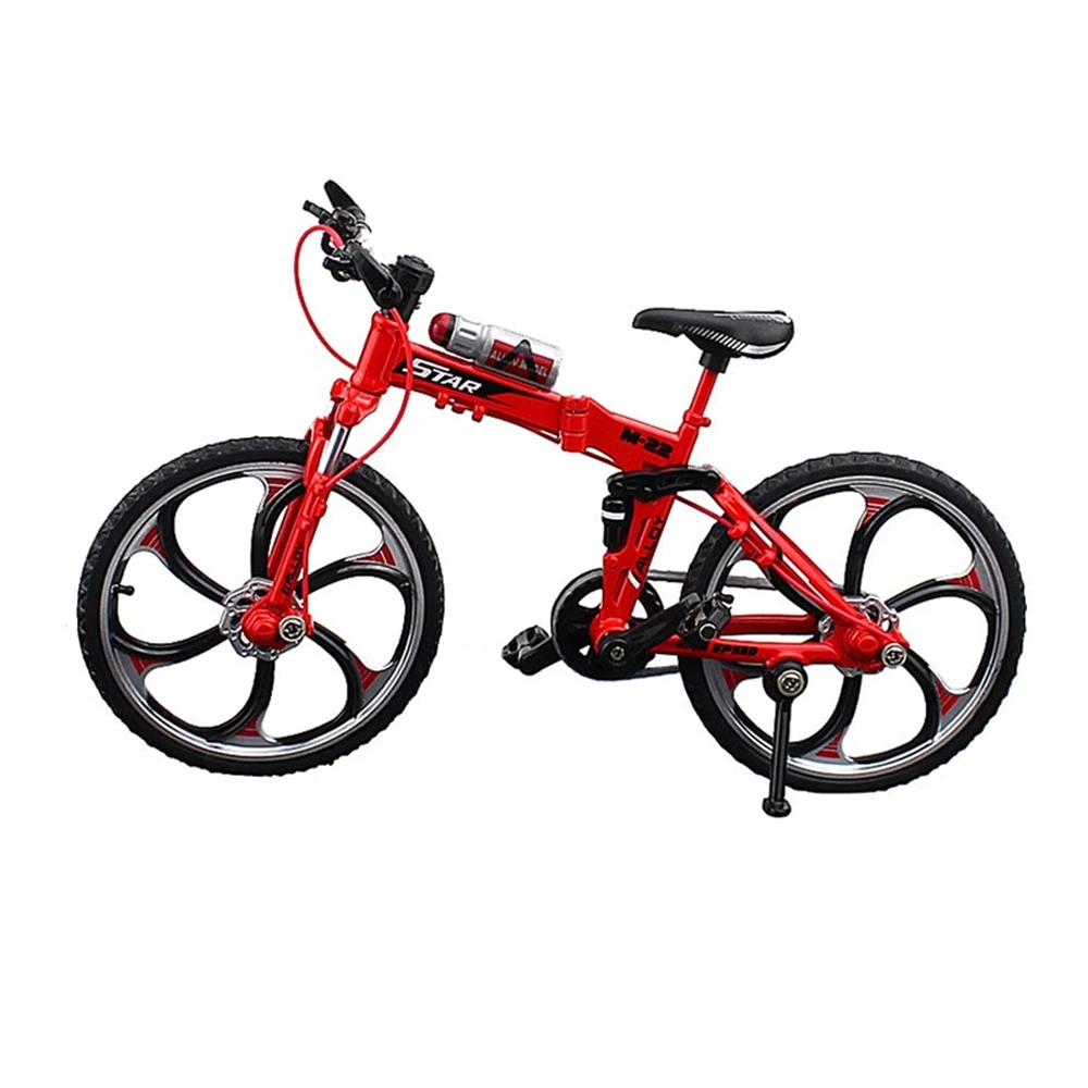 4 типа 1:10 Металлический Игрушечный велосипед Finger модель велосипеда украшение дома сплав горный велосипед складной модель ребенка лучший подарок - Цвет: Folding Bike Red
