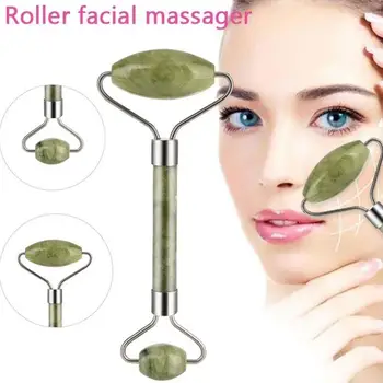 

2 in 1 Green Roller and Gua Sha Tools Set by Natural Jade Scraper Massager with Jade Roller Stones for Face Neck Back and Jawlin