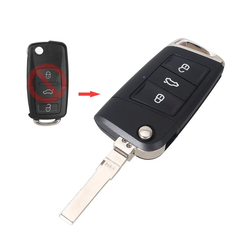 KEYYOU 3 BT модифицированный складной Флип корпус автомобильного ключа дистанционного управления чехол с лезвием для Volkswagen VW Golf 7 Jetta Passat Beetle Polo Bora - Количество кнопок: Model 2