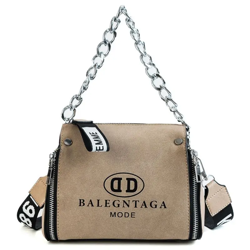 Женская модная кожаная сумка на цепочке мессенджер через плечо тоут