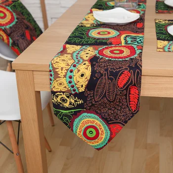 

Yaapeet 1pc Cotton Linen Southeast Asia Table Runner Dining Room Retro Printed Table Cloth Party Placemat Without Pillowcase