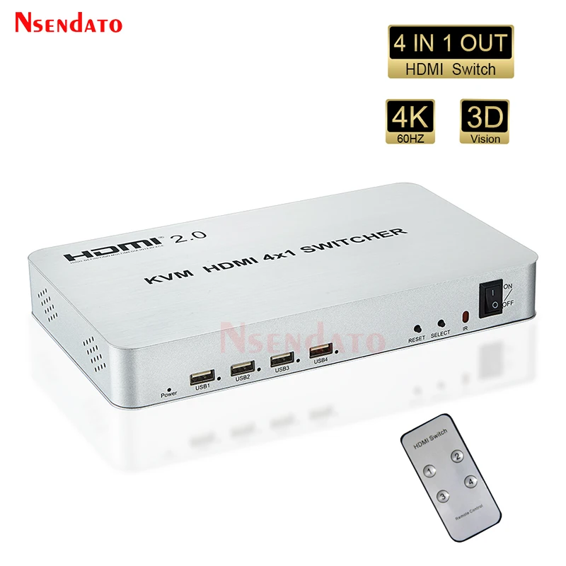 Switch Kvm Hdmi 4 In 1 Out 4K Usb Hdmi Kvm Switch Box Switcher Kvm Usb Per Tastiera Mouse Stampante Monitor Da Pc A Tv Per Mac Win10