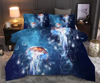 

Ocean Jellyfish Printed Bedding Set Duvet Cover Sets Queen King Quilt Cover Bed Linen
