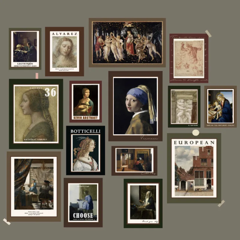 Pintura de arte nórdico, tarjeta de material de oficina, pegatina decorativa de pared, postal, dormitorio, Van Gogh, arte abstracto, pegatina, regalo de cuenta de mano